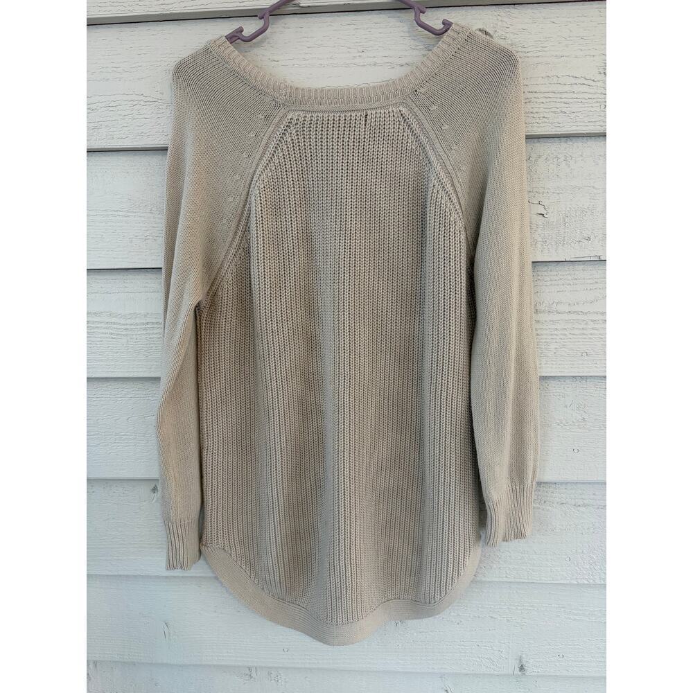 RD Style Cream Knit Sweater Large Chunky Cotton Blend Boho Pullover Raglan - Picture 8 of 8